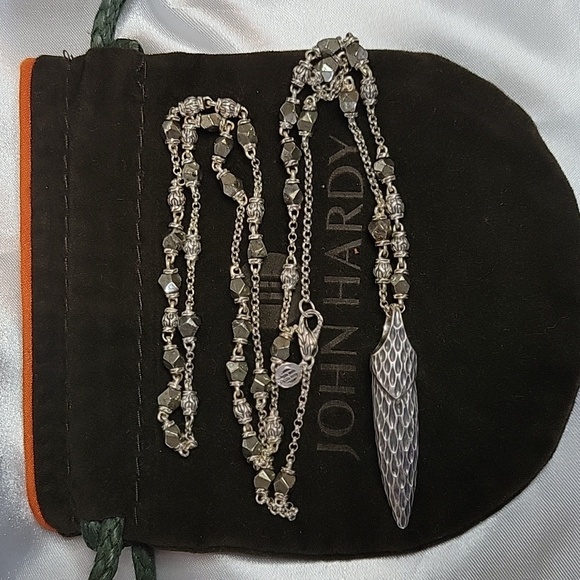 John Hardy Naga Silver Pendant & Pyrite Necklace - Picture 10 of 12